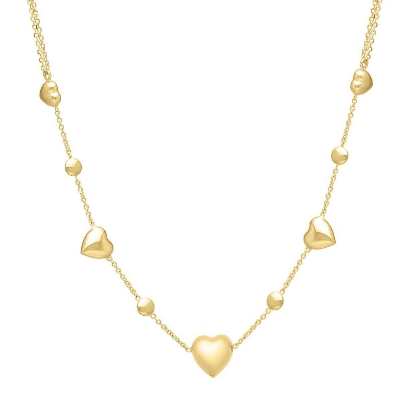 14k Yellow Gold Puff Heart Adjustable Necklace - jazzyjewelryjones