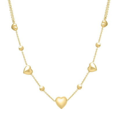 14k Yellow Gold Puff Heart Adjustable Necklace - jazzyjewelryjones