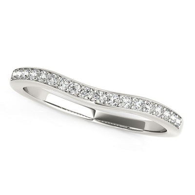 14k White Gold Curved Diamond Wedding Ring (1/4 cttw) - jazzyjewelryjones