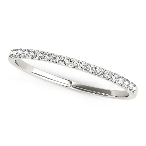 14k White Gold Pave Set Round Diamond Wedding Ring (1/8 cttw) - jazzyjewelryjones