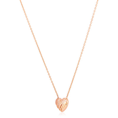 14k Rose Gold High Polish Scribbles Heart Necklace - jazzyjewelryjones