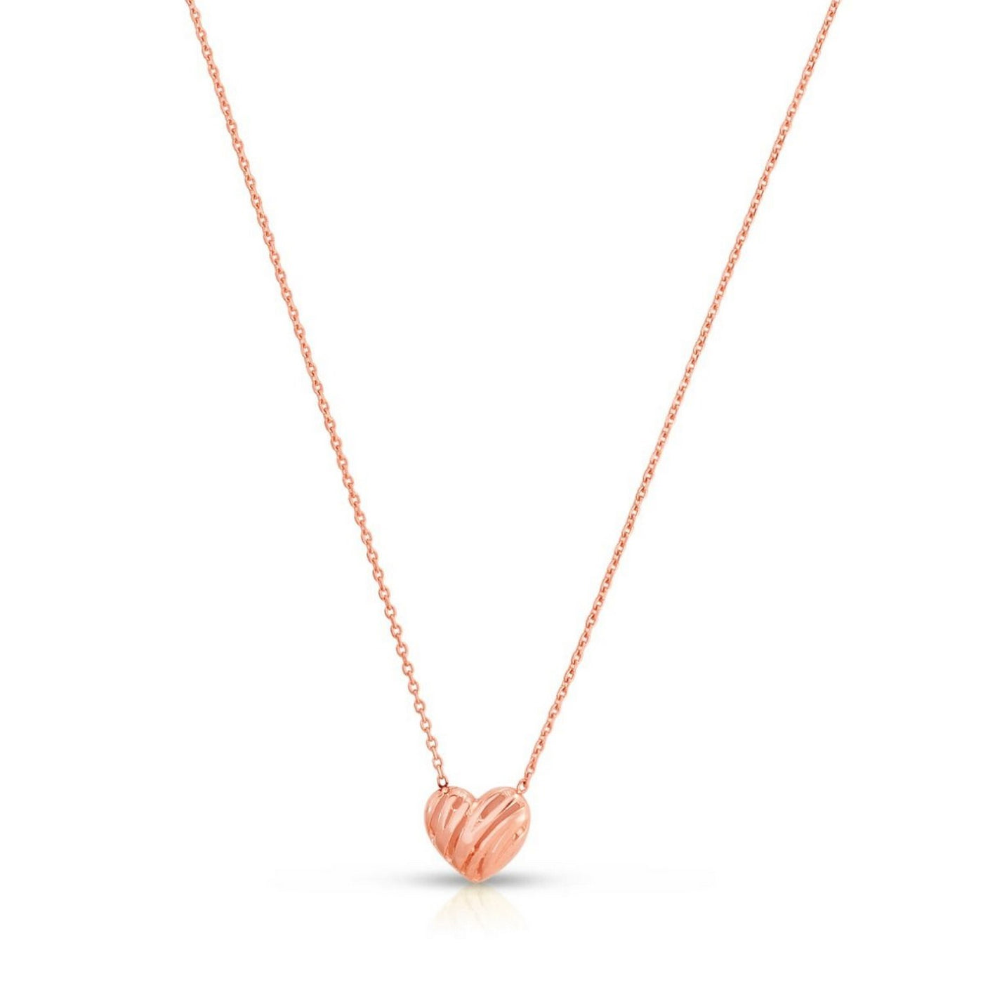 14k Rose Gold High Polish Scribbles Heart Necklace - jazzyjewelryjones
