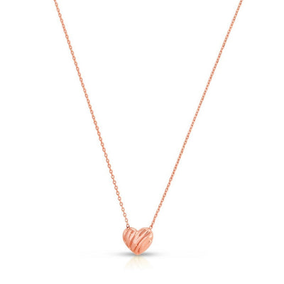 14k Rose Gold High Polish Scribbles Heart Necklace - jazzyjewelryjones