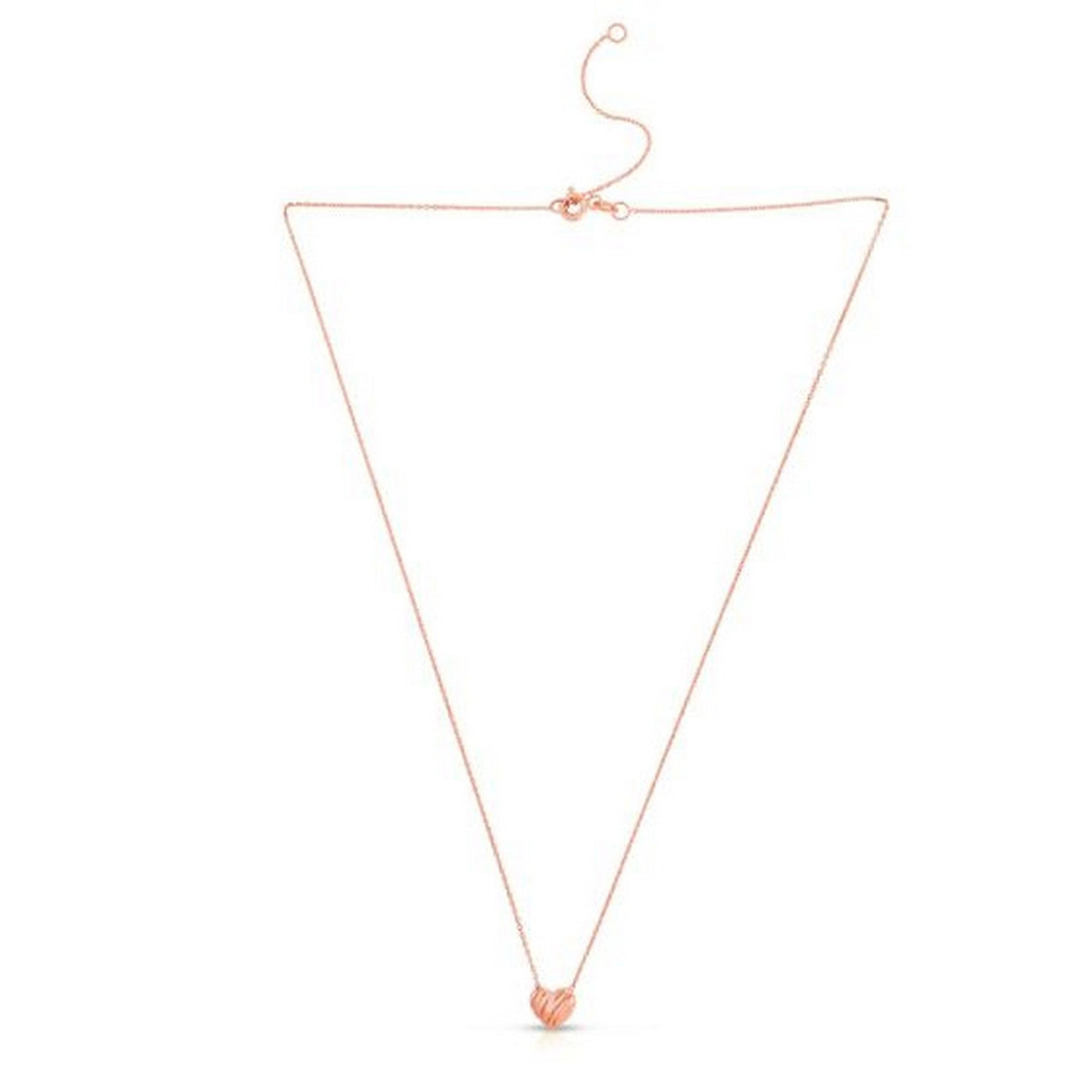 14k Rose Gold High Polish Scribbles Heart Necklace - jazzyjewelryjones