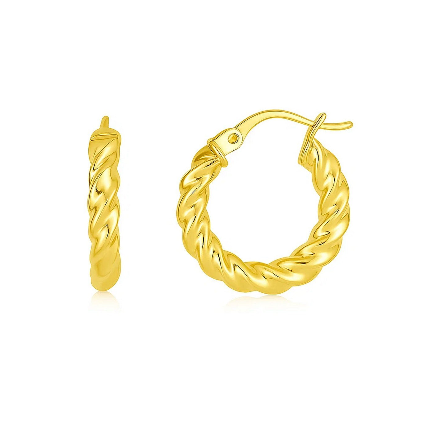 14k Yellow Gold Polished Twisted Hoop Earrings(3x11mm) - jazzyjewelryjones