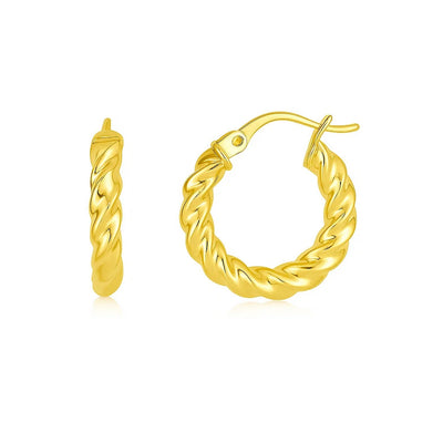 14k Yellow Gold Polished Twisted Hoop Earrings(3x11mm) - jazzyjewelryjones