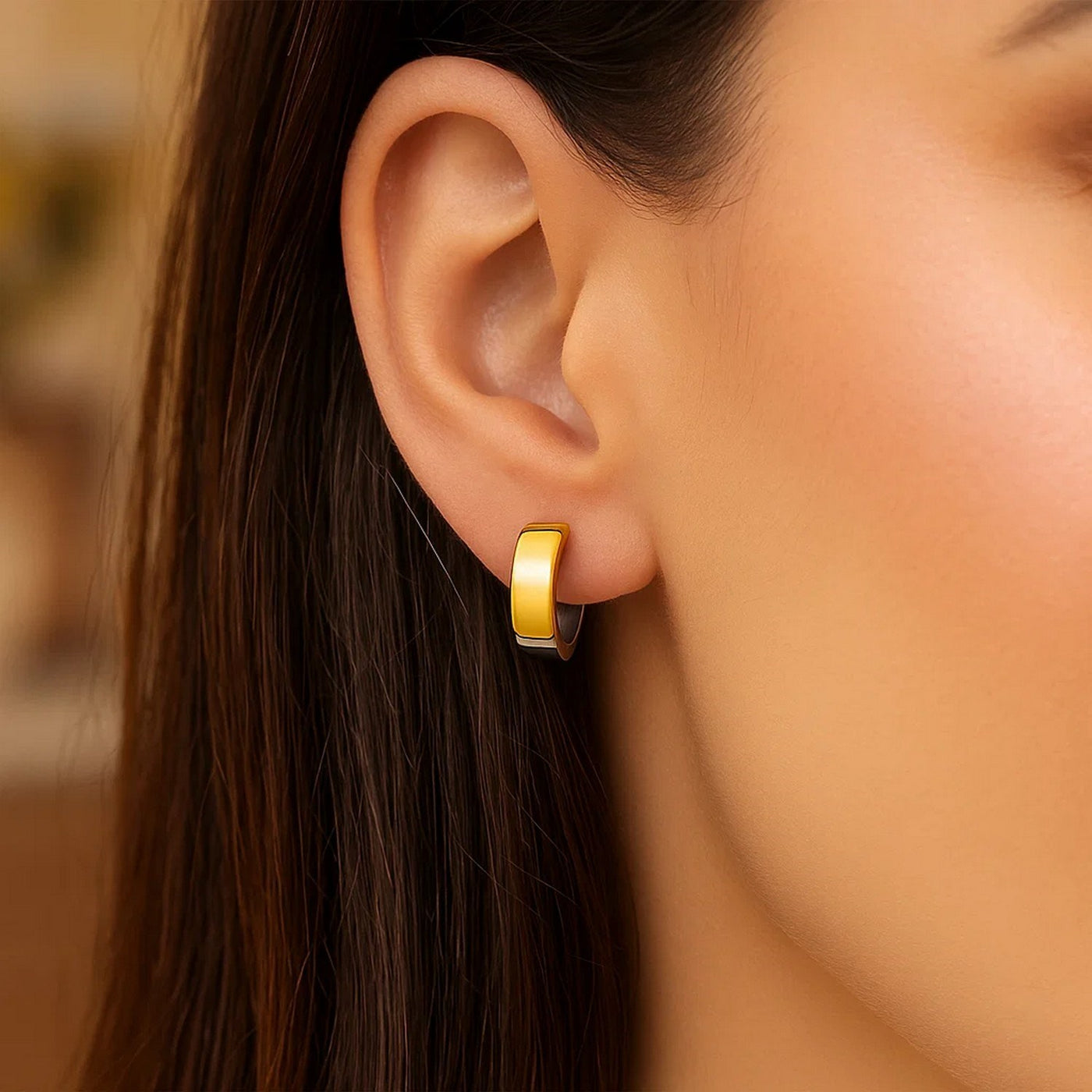 14k Two - Tone Gold Snuggable Style Earrings - jazzyjewelryjones