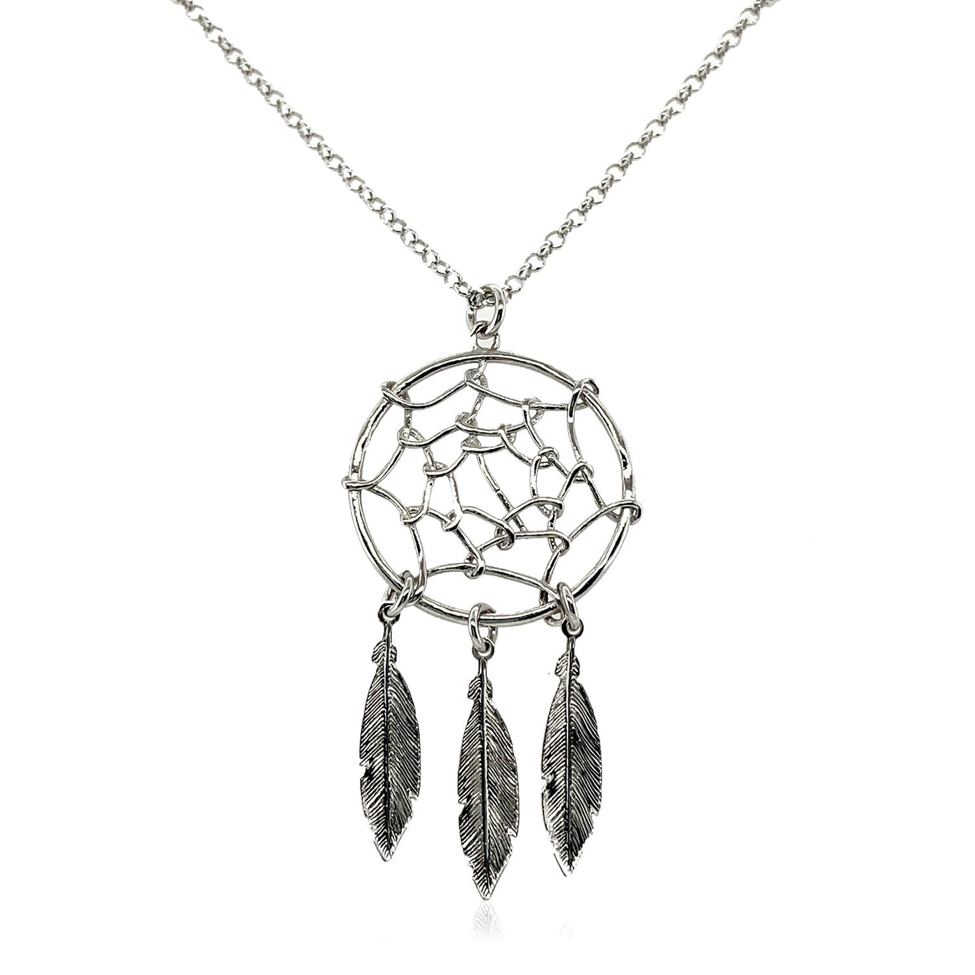 Sterling Silver 17 inch Necklace with Dream Catcher Pendant - jazzyjewelryjones