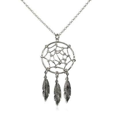 Sterling Silver 17 inch Necklace with Dream Catcher Pendant - jazzyjewelryjones