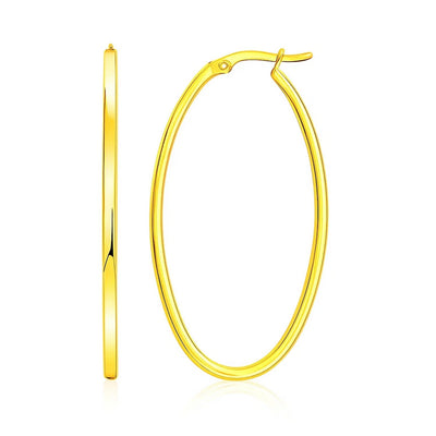 14k Yellow Gold Slim Oval Shape Hoop Earrings - jazzyjewelryjones