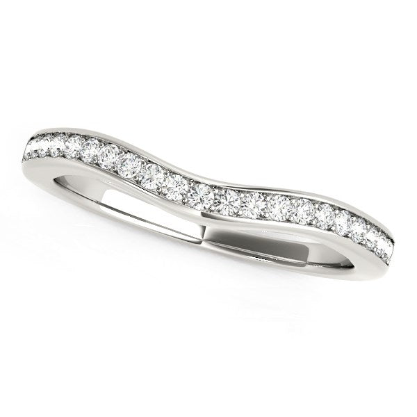 14k White Gold Curved Diamond Wedding Band (1/6 cttw) - jazzyjewelryjones