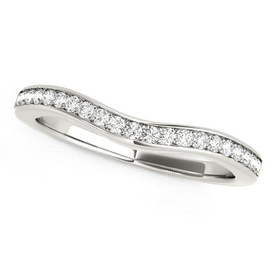 14k White Gold Curved Diamond Wedding Band (1/6 cttw) - jazzyjewelryjones