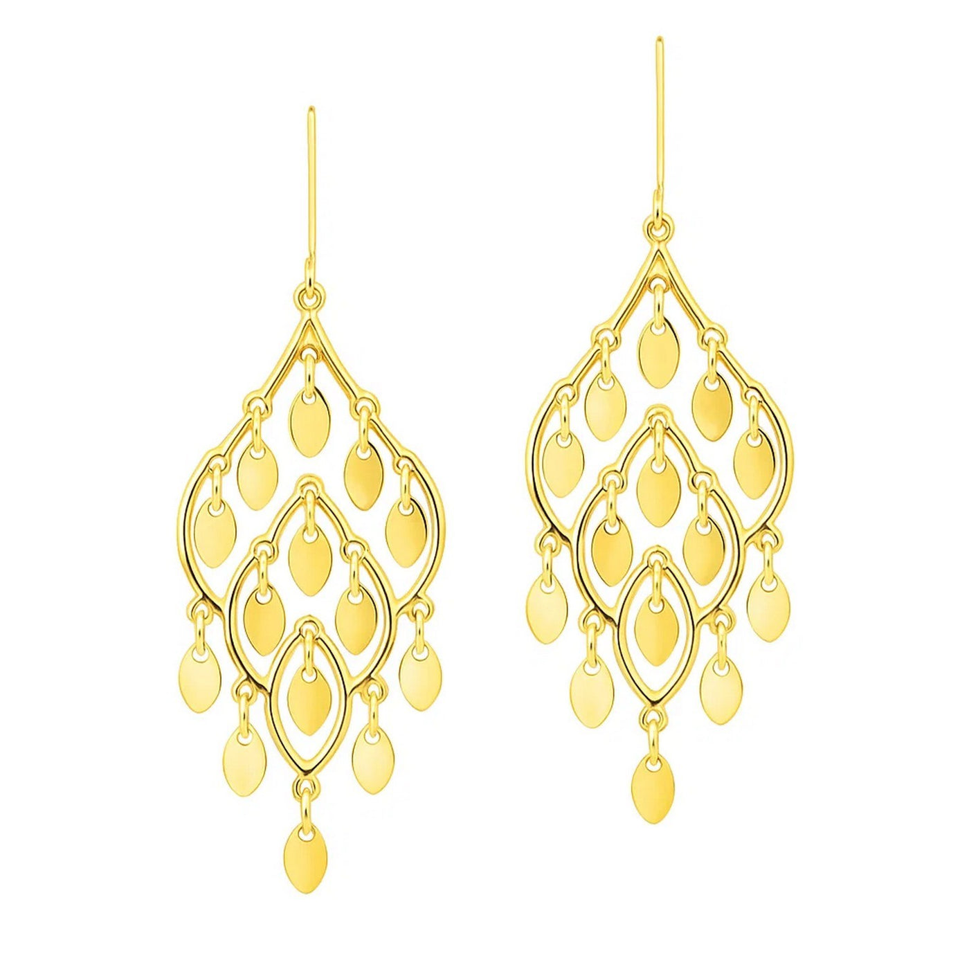 14K Yellow Gold Polished Chandelier Earring - jazzyjewelryjones