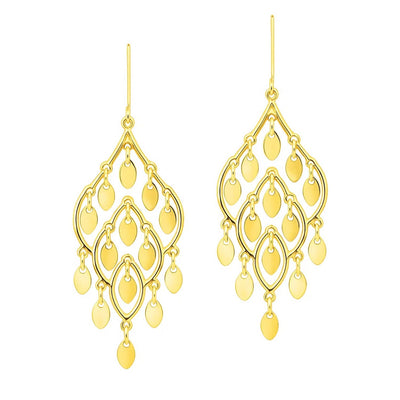 14K Yellow Gold Polished Chandelier Earring - jazzyjewelryjones
