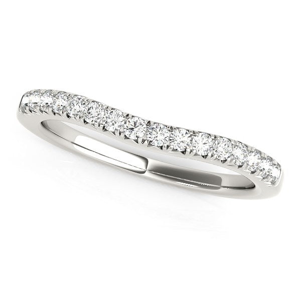 14k White Gold Pave Set Round Curved Wedding Band (1/4 cttw) - jazzyjewelryjones
