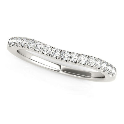 14k White Gold Pave Set Round Curved Wedding Band (1/4 cttw) - jazzyjewelryjones