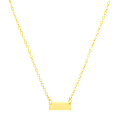 14k Yellow Gold Polished Mini Bar Necklace - jazzyjewelryjones