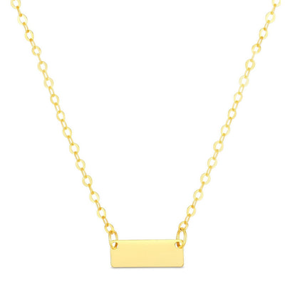 14k Yellow Gold Polished Mini Bar Necklace - jazzyjewelryjones