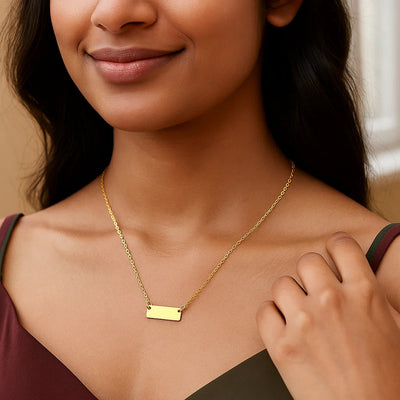 14k Yellow Gold Polished Mini Bar Necklace - jazzyjewelryjones