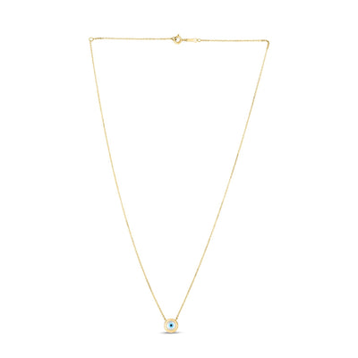 14k Yellow Gold MOP Evil Eye Necklace - jazzyjewelryjones