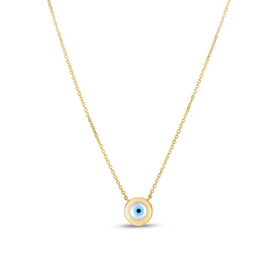 14k Yellow Gold MOP Evil Eye Necklace - jazzyjewelryjones