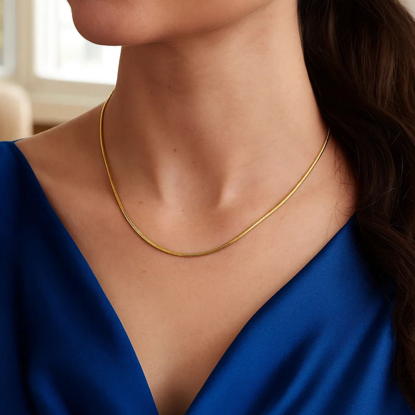 14k Yellow Gold Necklace in a Round Omega Chain Style - jazzyjewelryjones