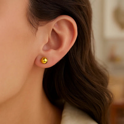 14k Yellow Gold Round Motif Stud Earrings (7mm) - jazzyjewelryjones