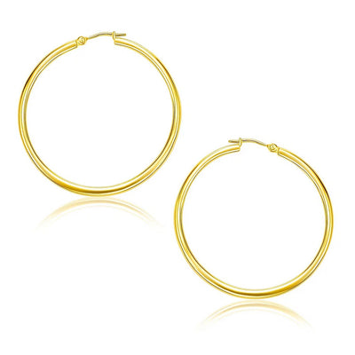 10k Yellow Gold Polished Hoop Earrings (1.5x30mm) - jazzyjewelryjones