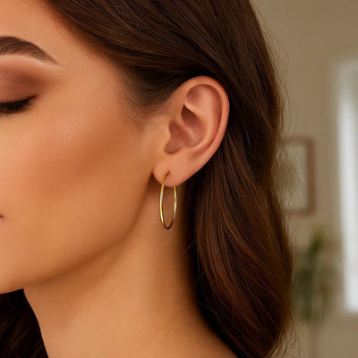10k Yellow Gold Polished Hoop Earrings (1.5x30mm) - jazzyjewelryjones