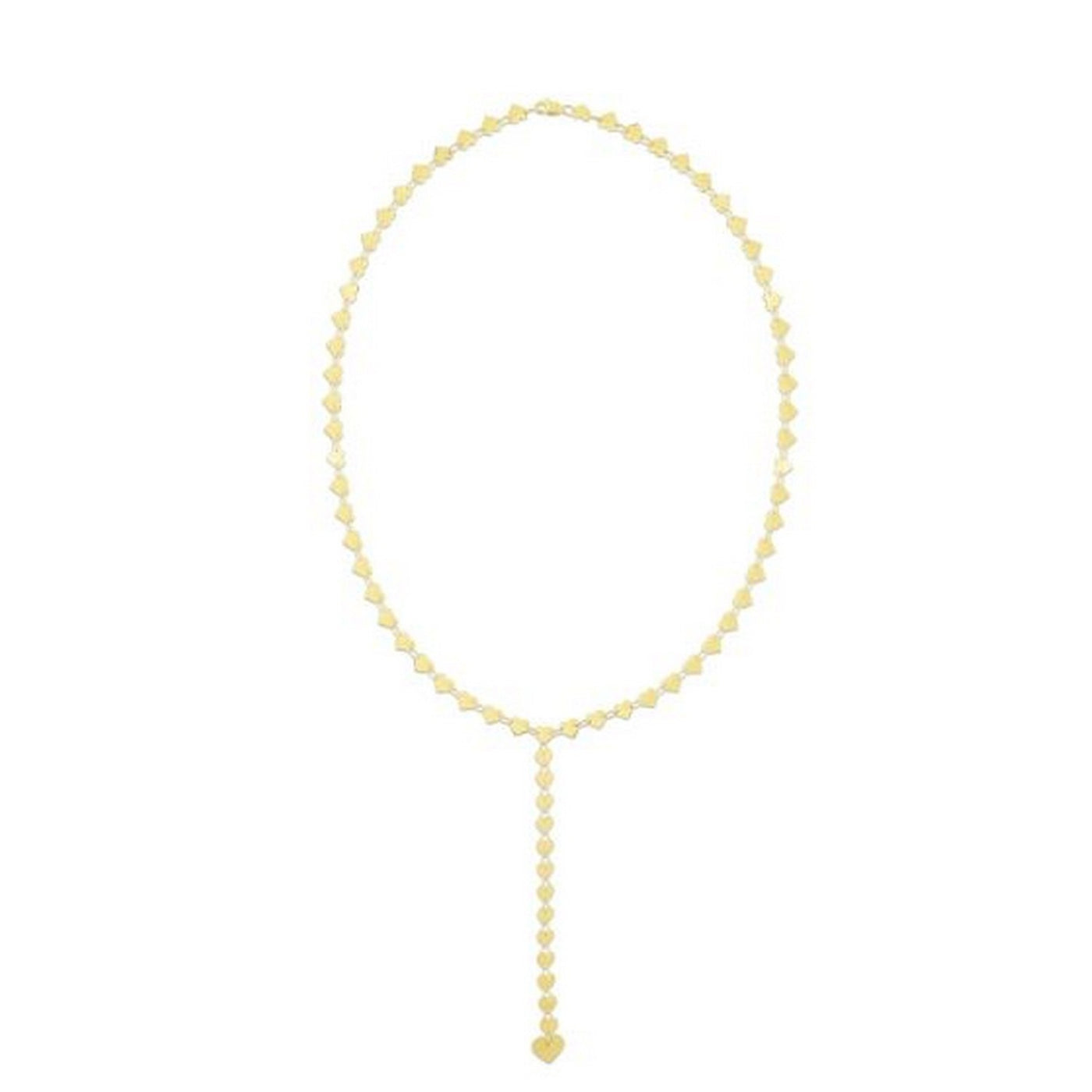14k Yellow Gold Mirrored Heart Chain Lariat Necklace - jazzyjewelryjones