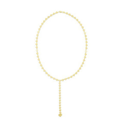 14k Yellow Gold Mirrored Heart Chain Lariat Necklace - jazzyjewelryjones