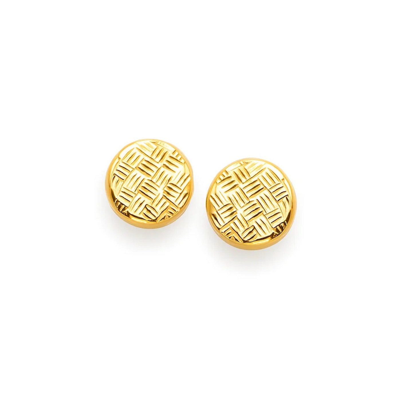 14k Yellow Gold Post Earrings with Textured Circles - jazzyjewelryjones