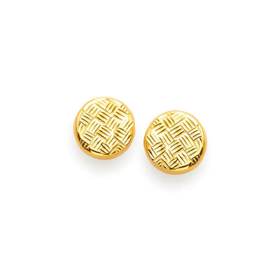 14k Yellow Gold Post Earrings with Textured Circles - jazzyjewelryjones