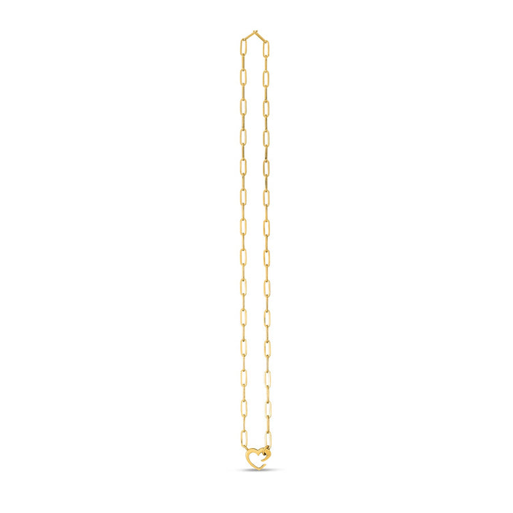 14k Yellow Gold Heart Element Paperclip Necklace