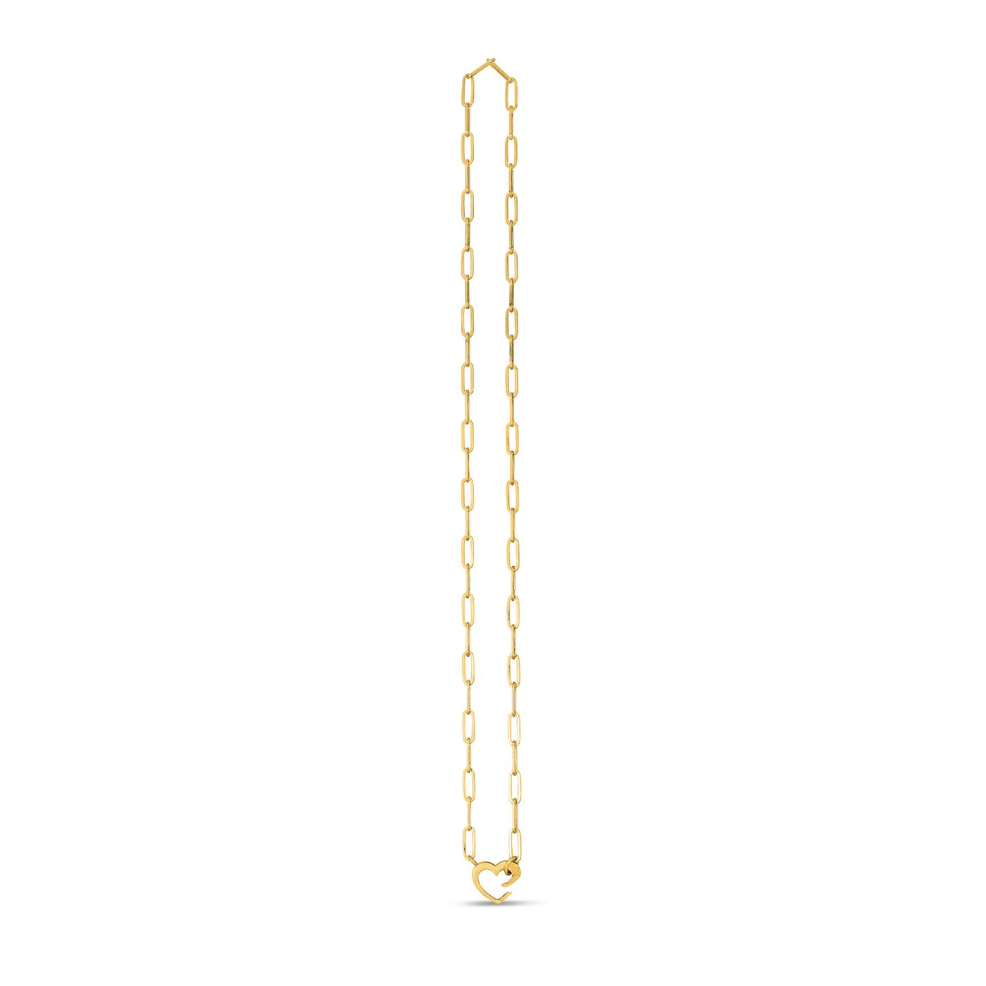 14k Yellow Gold Heart Element Paperclip Necklace - jazzyjewelryjones