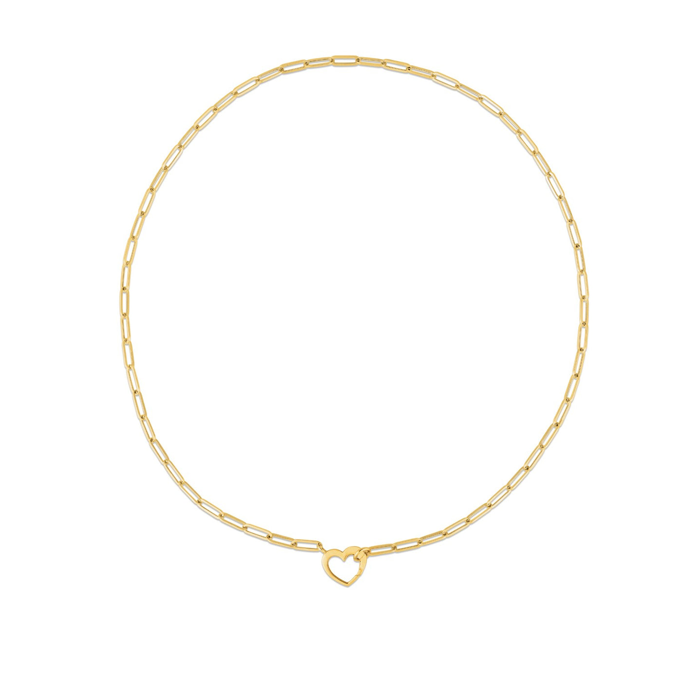 14k Yellow Gold Heart Element Paperclip Necklace - jazzyjewelryjones
