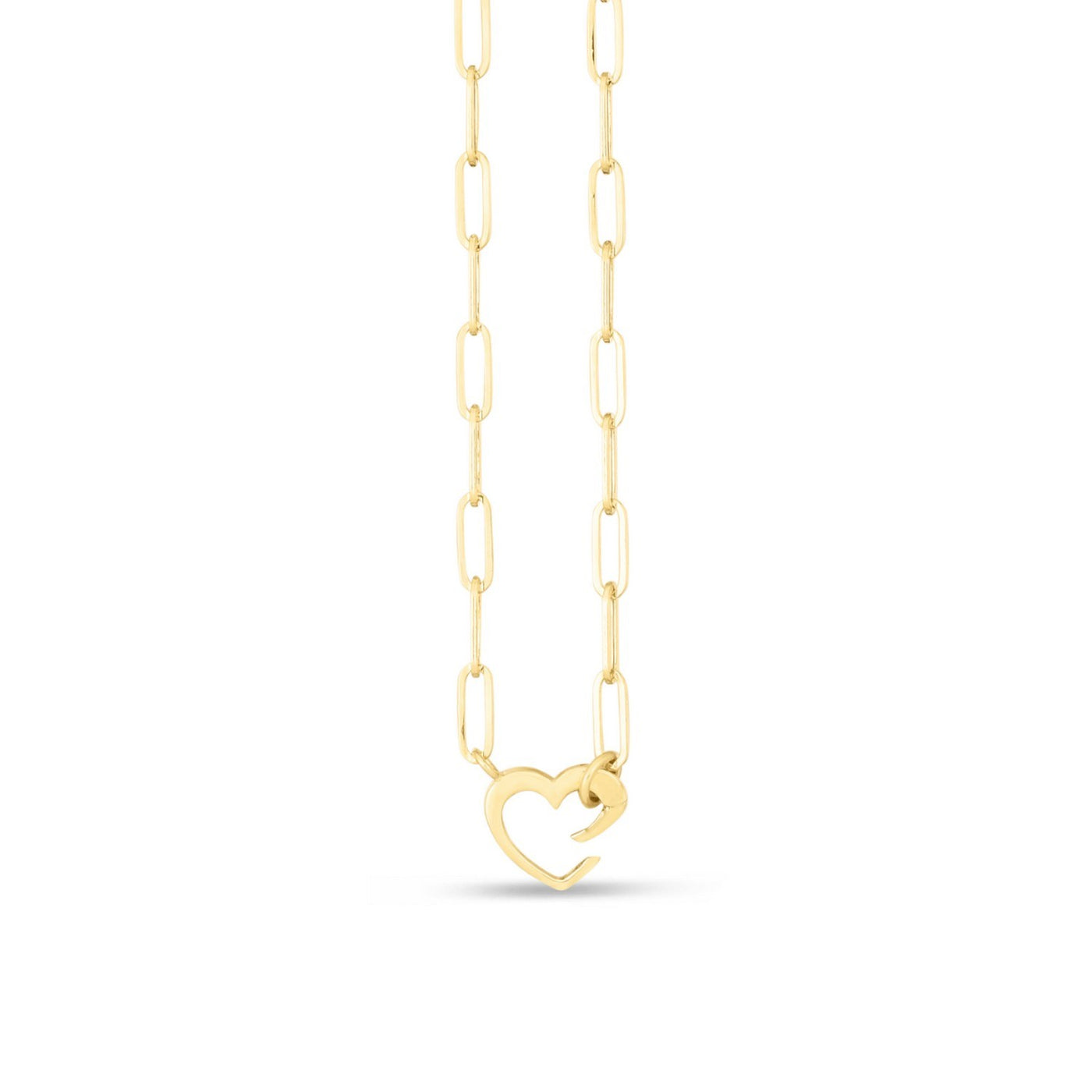 14k Yellow Gold Heart Element Paperclip Necklace - jazzyjewelryjones