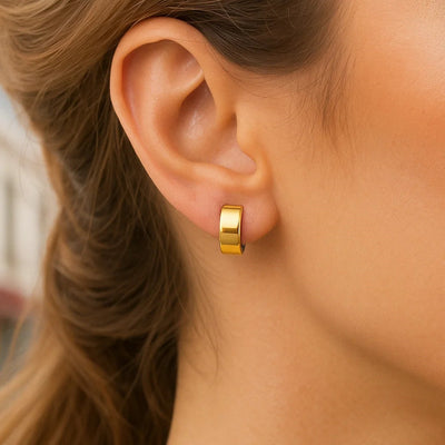 14k Two - Tone Gold Polished and Textured Hoop Style Earrings - jazzyjewelryjones