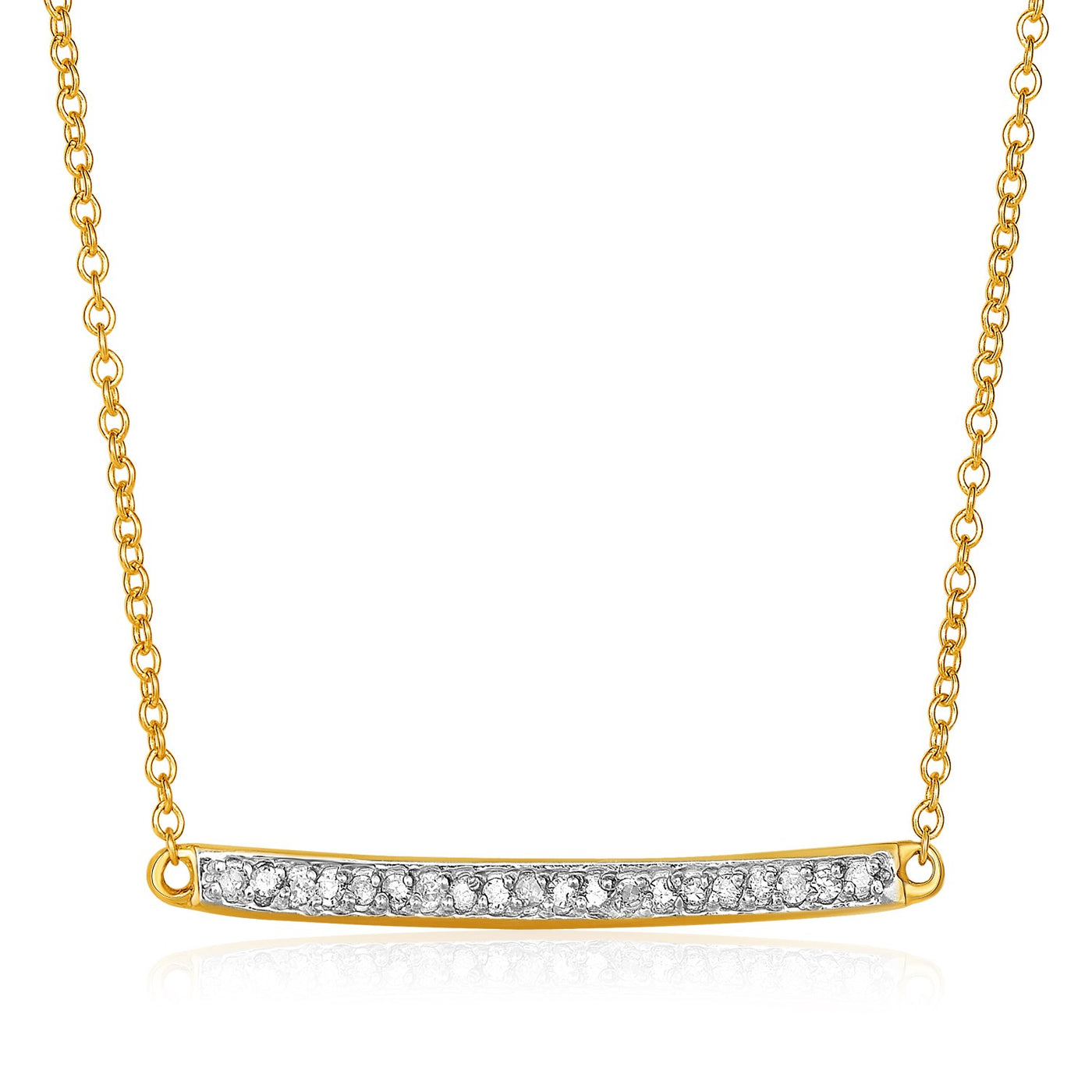 14k Yellow Gold Necklace with Gold and Diamond Bar (1/10 cttw) - jazzyjewelryjones