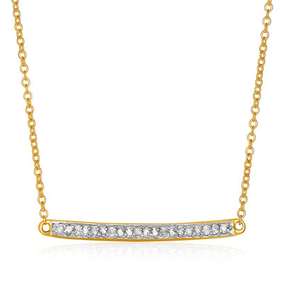 14k Yellow Gold Necklace with Gold and Diamond Bar (1/10 cttw) - jazzyjewelryjones