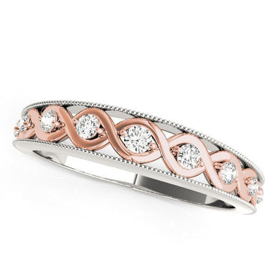 14k White And Rose Gold Infity Diamond Wedding Band (1/8 cttw) - jazzyjewelryjones