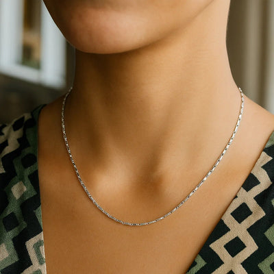 14k White Gold Lumina Pendant Chain (0.90 mm) - jazzyjewelryjones