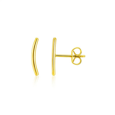 14k Yellow Gold Curve Climber Post Earrings - jazzyjewelryjones