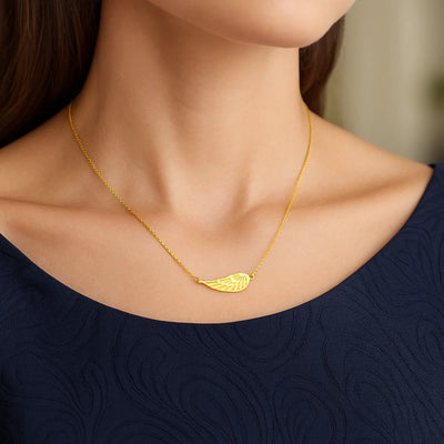 14K Yellow Gold Angel Wing Necklace - jazzyjewelryjones