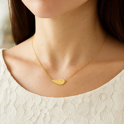 14K Yellow Gold Angel Wing Necklace - jazzyjewelryjones