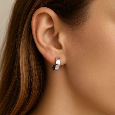 10k White Gold Snuggable Hoop Earrings - jazzyjewelryjones