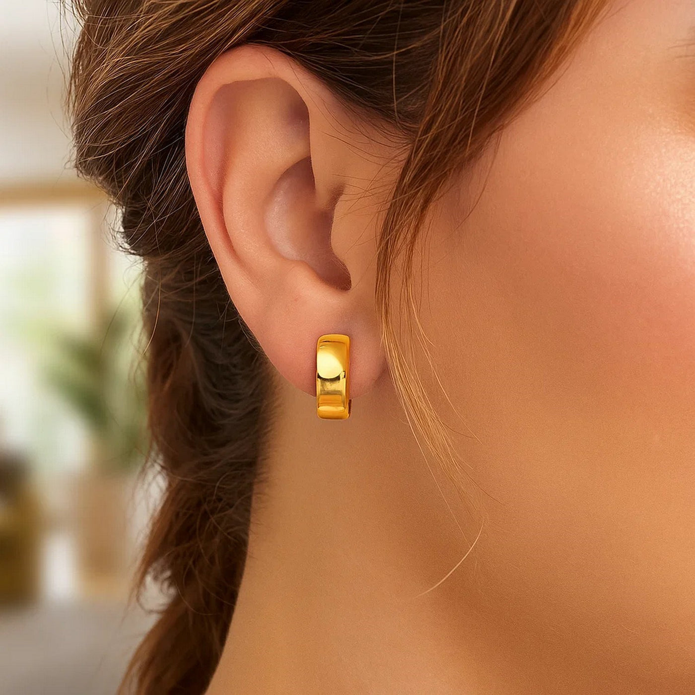 14k Yellow Gold Textured and Polished Hoop Earrings - jazzyjewelryjones