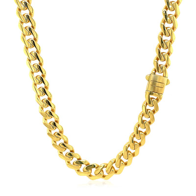 14k Yellow Gold Polished Miami Cuban Chain Necklace - jazzyjewelryjones