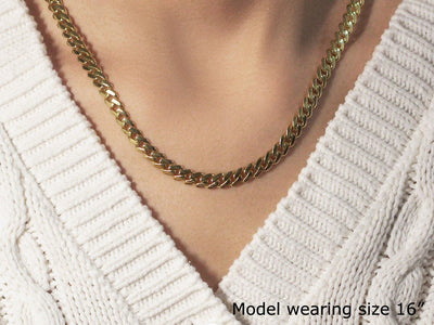 14k Yellow Gold Polished Miami Cuban Chain Necklace - jazzyjewelryjones