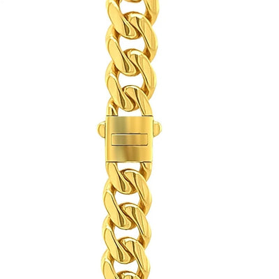14k Yellow Gold Polished Miami Cuban Chain Necklace - jazzyjewelryjones